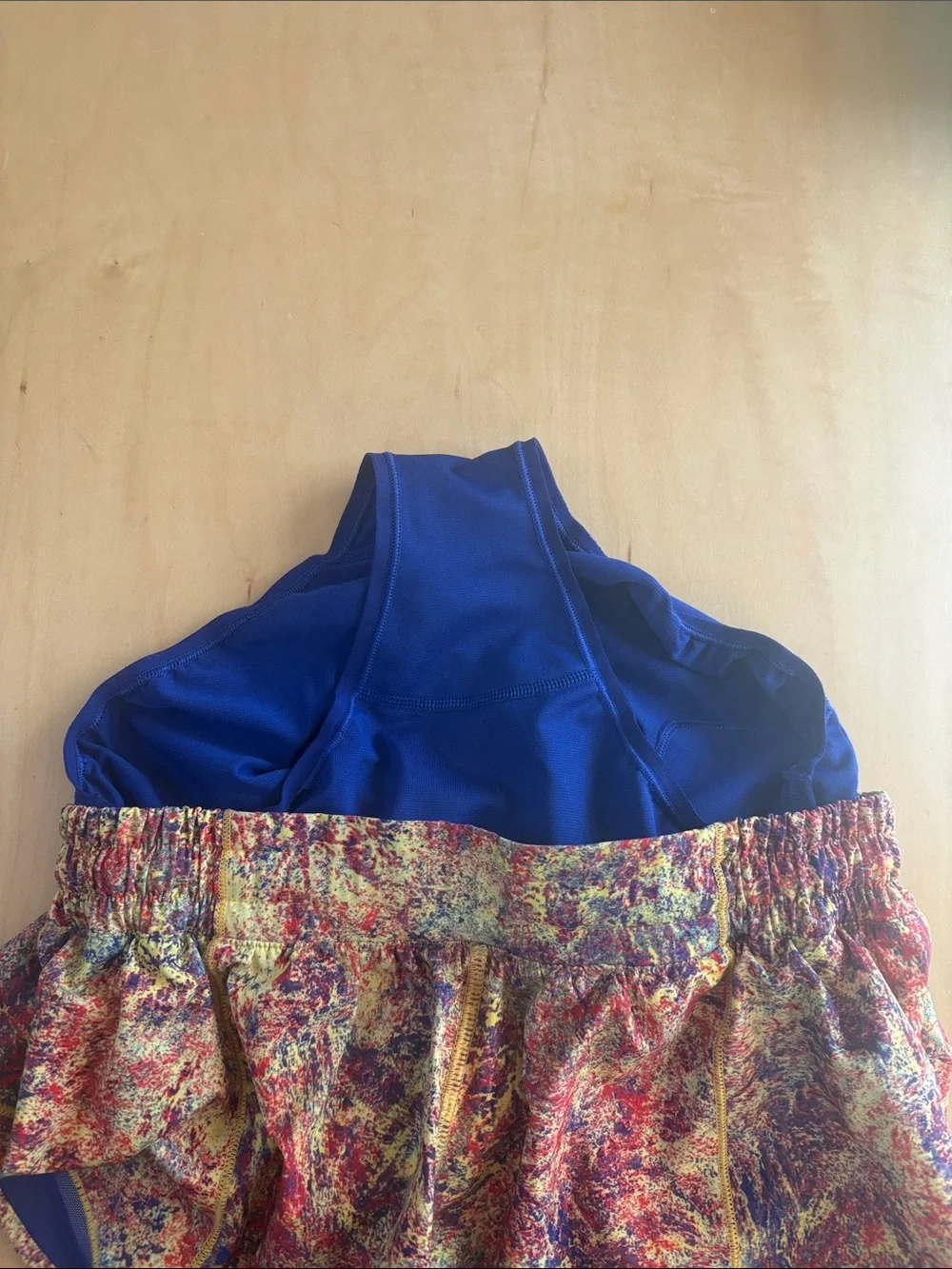 lululemon athletica Multicolor Speckle Print Shorts with Blue Trim